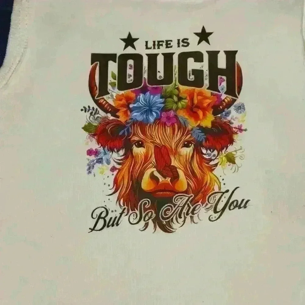 NWOT - Handmade White New Born Bodysuit - Life Is Tough But So Are You